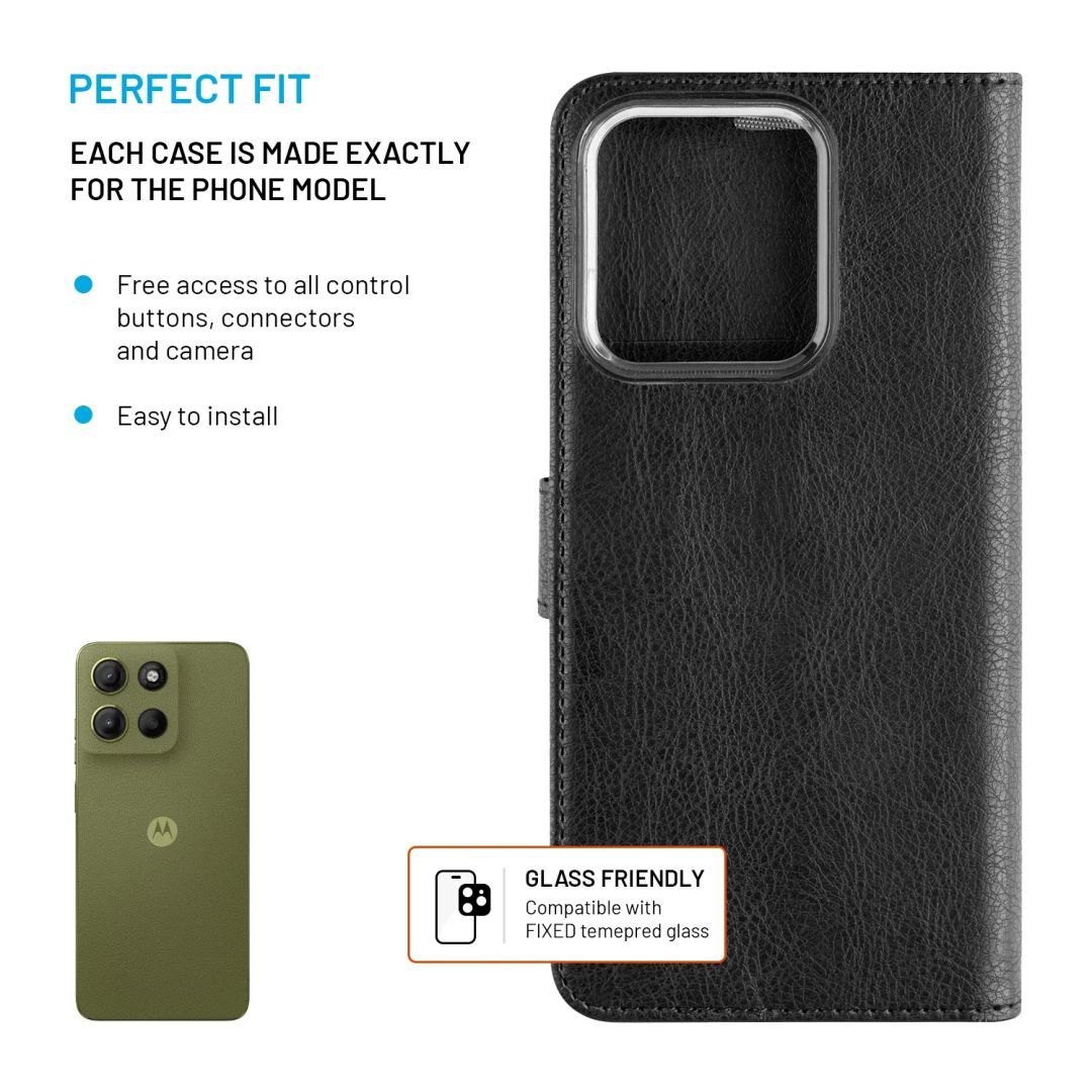 FIXED Opus oldalra nyíló telefontok Motorola Moto G15/Power készülékhez, fekete FIXED Opus oldalra nyíló telefontok Motorola Moto G15/Power készülékhez, fekete