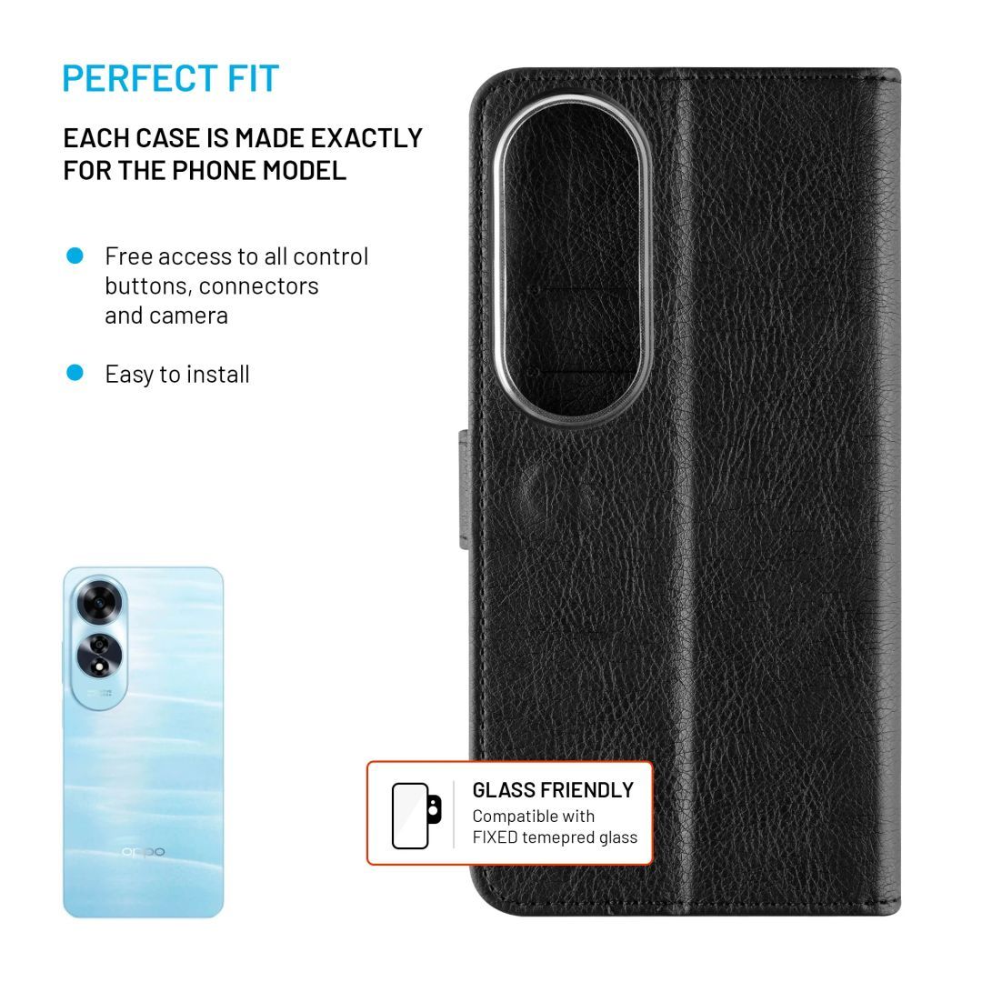 FIXED Opus oldalra nyíló telefontok Oppo A60 készülékhez, fekete