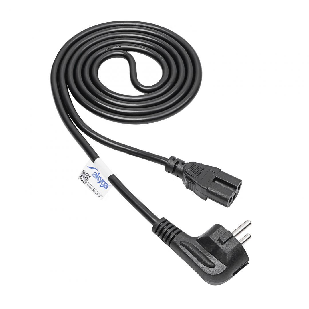 Akyga AK-UP-08 CEE 7/7/C15 cable 1,8m Black Akyga AK-UP-08 CEE 7/7/C15 cable 1,8m Black