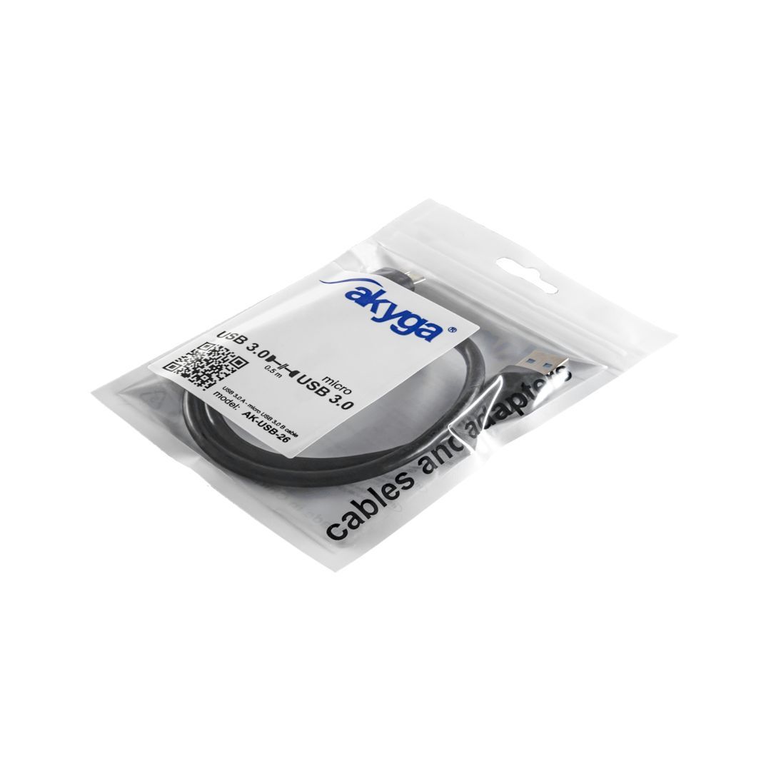 Akyga AK-USB-26 Cable USB 3.0 A / USB Micro B 0,5m Black Akyga AK-USB-26 Cable USB 3.0 A / USB Micro B 0,5m Black