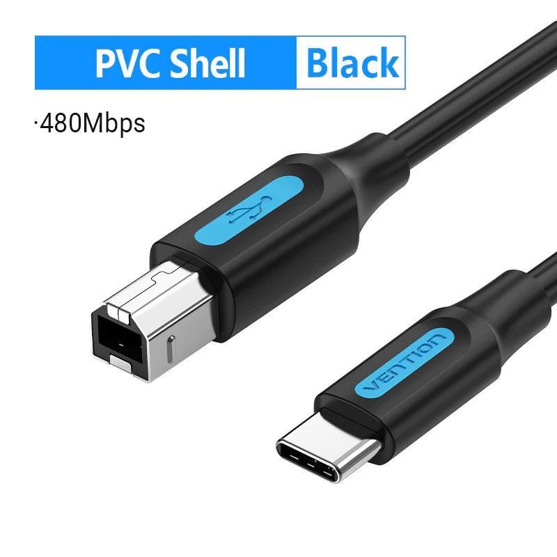 Vention USB 2.0 C to USB 2.0 B Printer Cable 1m Black