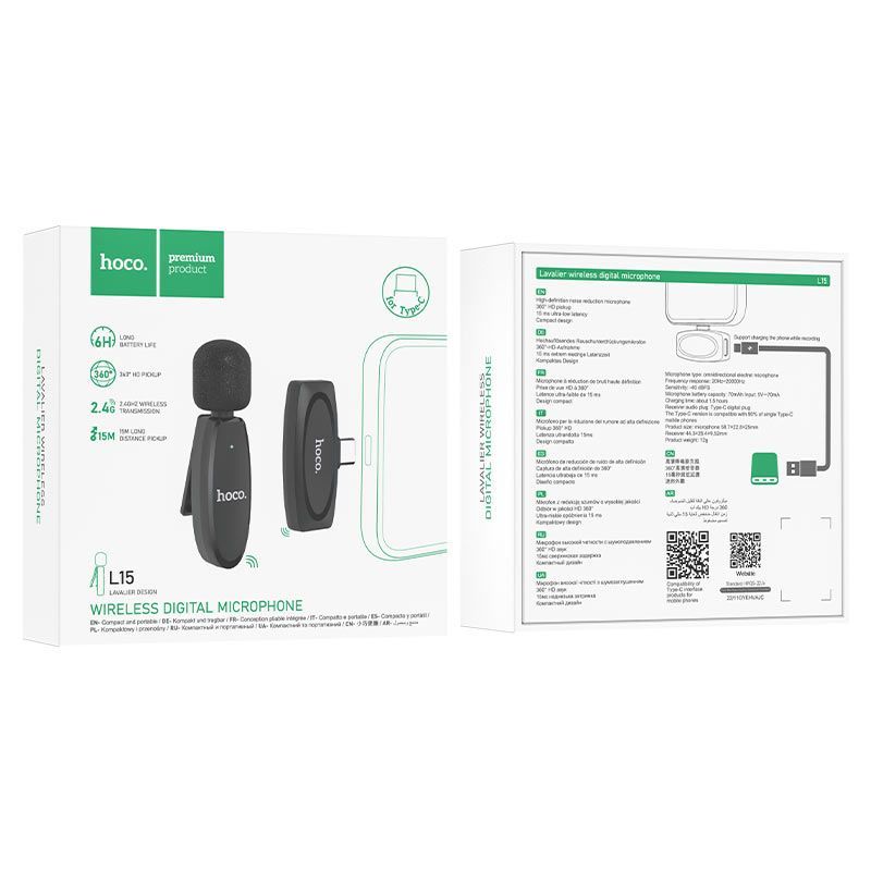 Hoco L15 Crystal Wireless microphone Black Hoco L15 Crystal Wireless microphone Black