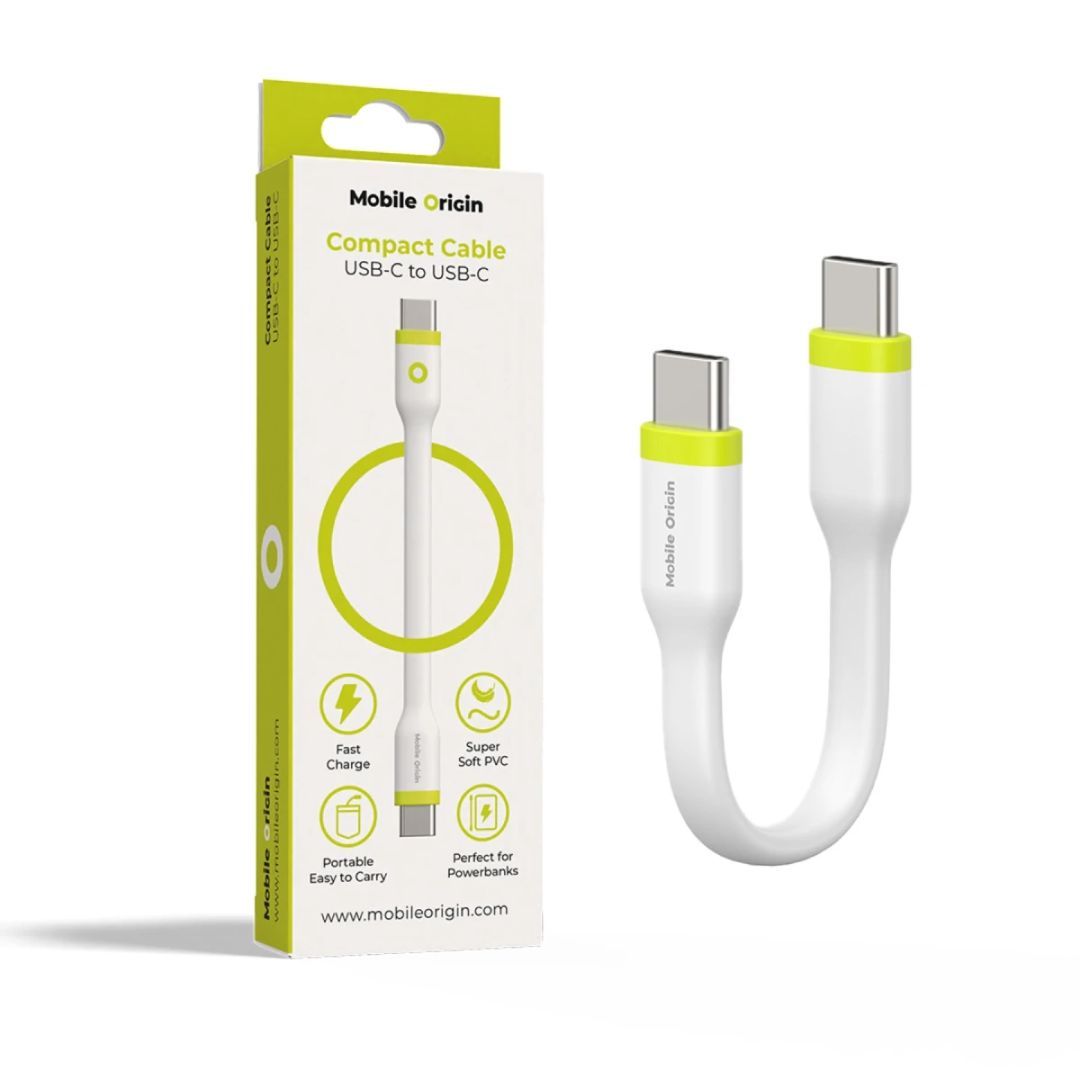 Mobile Origin Compact Cable USB-C to USB-C 10cm White Mobile Origin Compact Cable USB-C to USB-C 10cm White