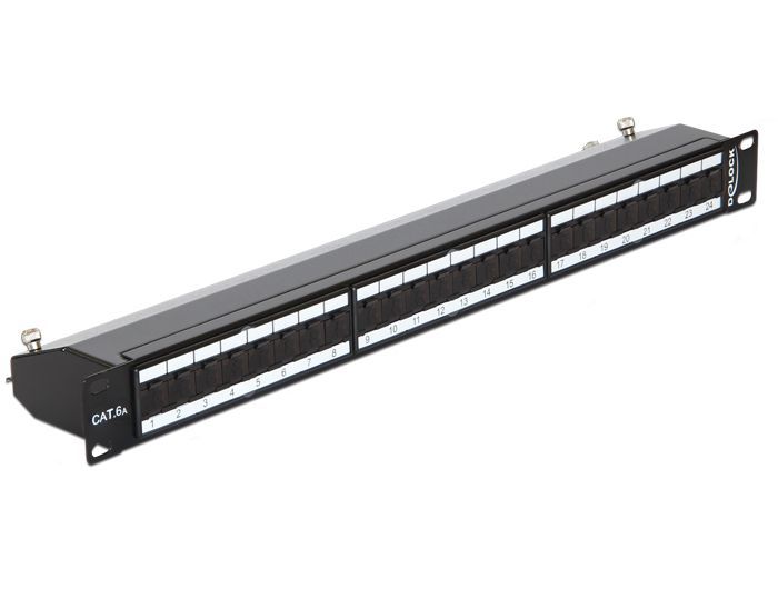 DeLock 19″ Patch Panel 24 Port Cat.6A Black DeLock 19″ Patch Panel 24 Port Cat.6A Black