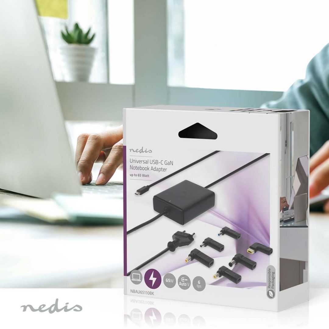 Nedis NBAU65110BK 20V/3,25A 65W Univerzális hálózati notebook töltő