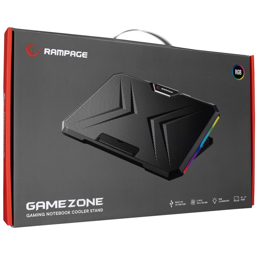 Rampage AD-RC12 Gamezone RGB Notebook hűtő Black Rampage AD-RC12 Gamezone RGB Notebook hűtő Black