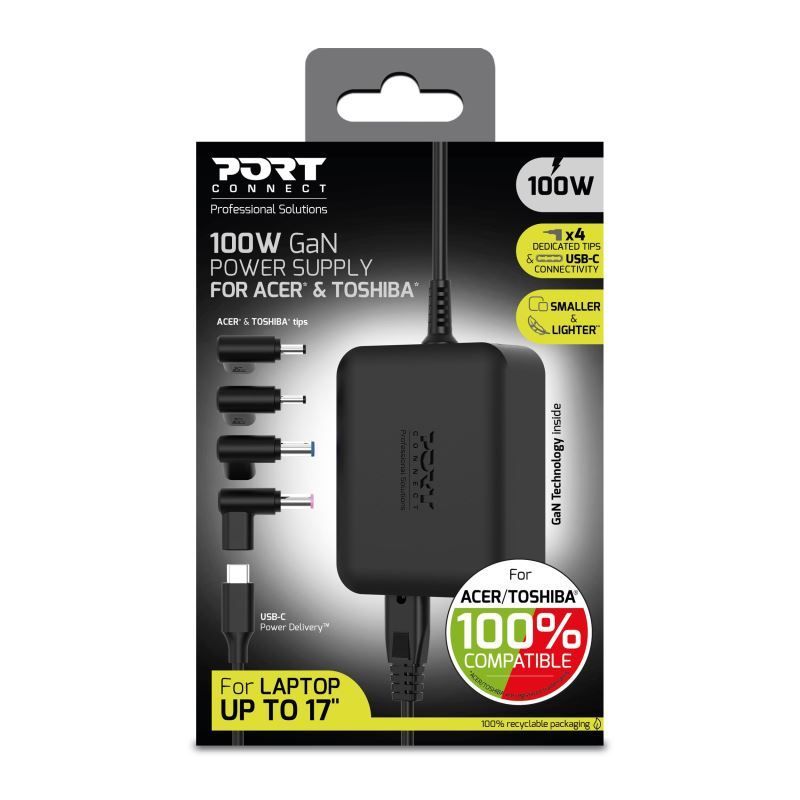 Port Designs 904100ACTOEU 5-20V / 5A 100W Acer/Toshiba hálózati notebook töltő