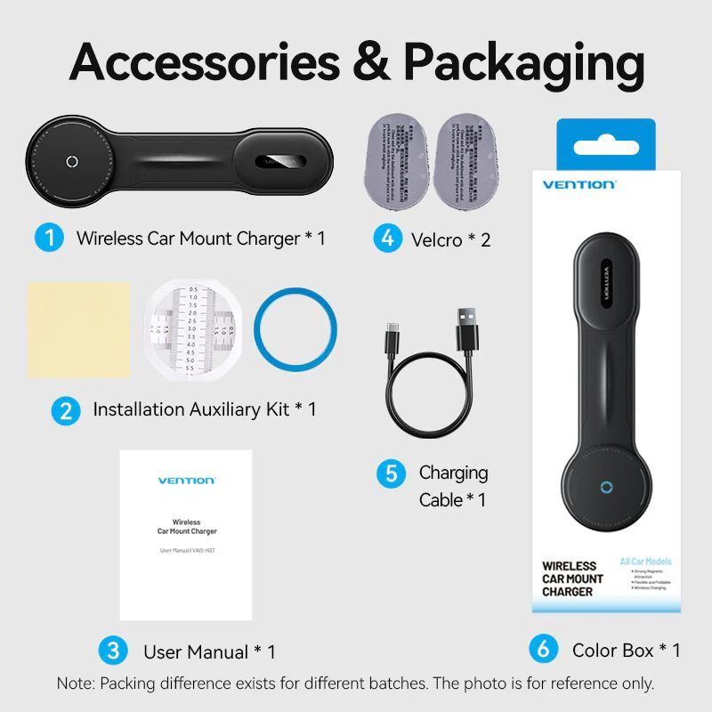 Vention Wireless Car Mount Charger Black