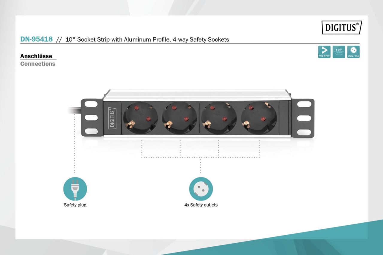 Digitus DN-95418 Túlfeszültségvédő 4DIN 2m Black Digitus DN-95418 Túlfeszültségvédő 4DIN 2m Black