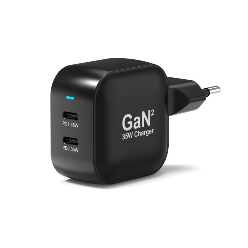 Port Designs GaN2 PD 35W Wall Charger with 2M USB-C cable Black Port Designs GaN2 PD 35W Wall Charger with 2M USB-C cable Black