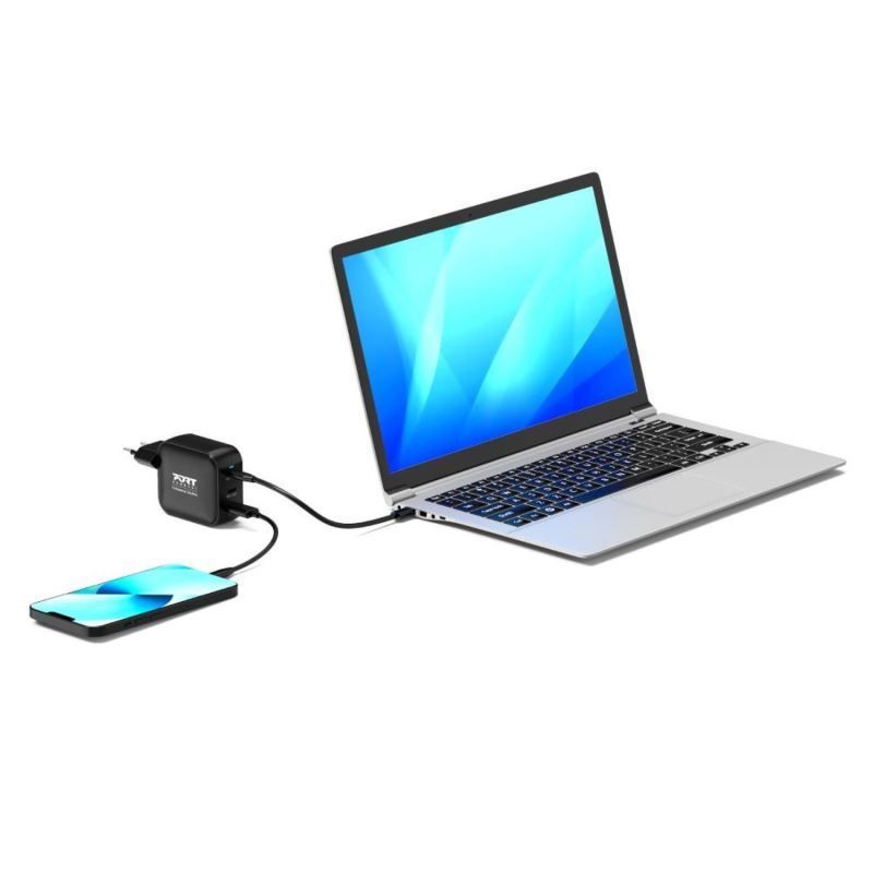 Port Designs GaN2 PD 100W Wall Charger with 2M USB-C cable Black