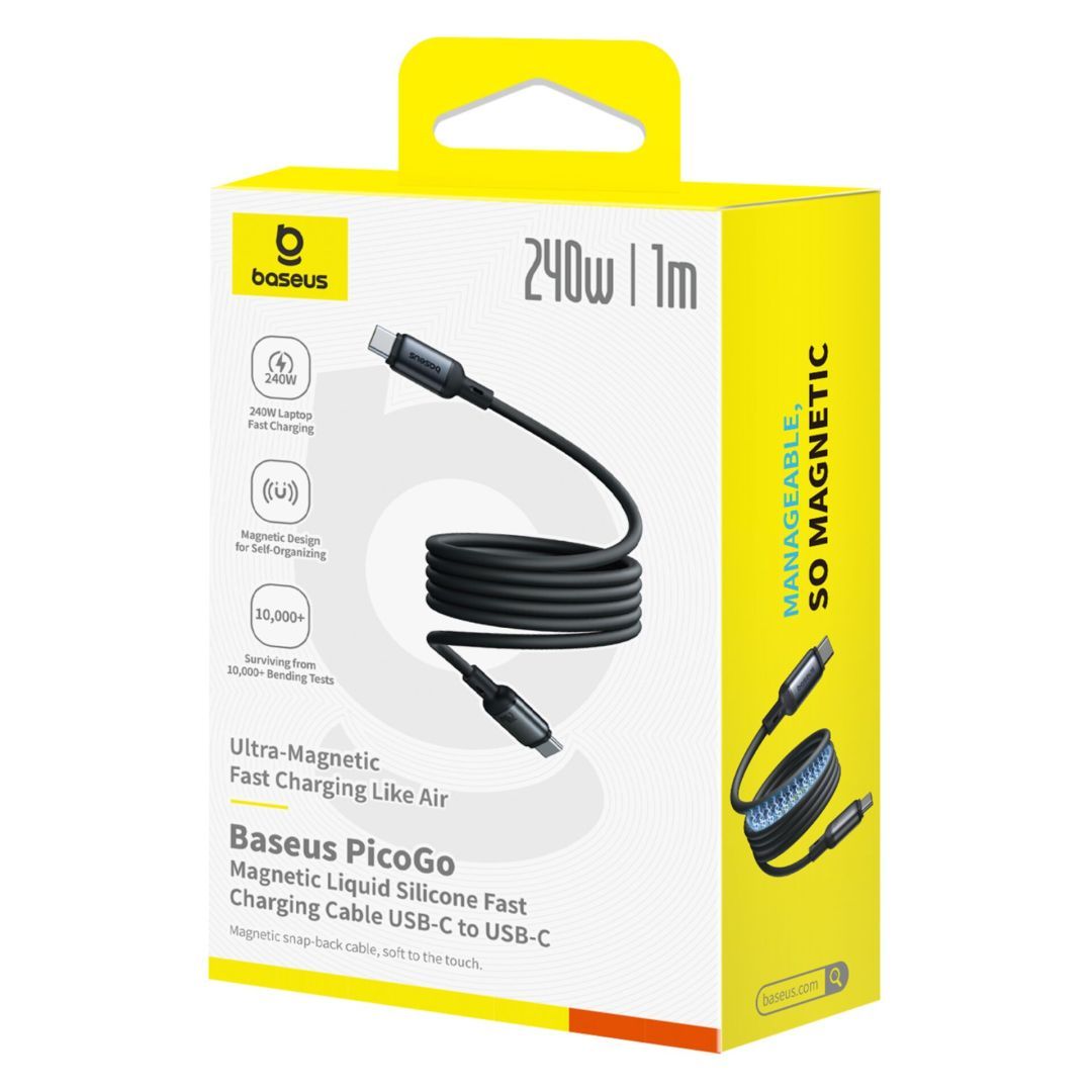 Baseus PicoGo Magnetic Charging Cable USB-C 240W 1m Black Baseus PicoGo Magnetic Charging Cable USB-C 240W 1m Black