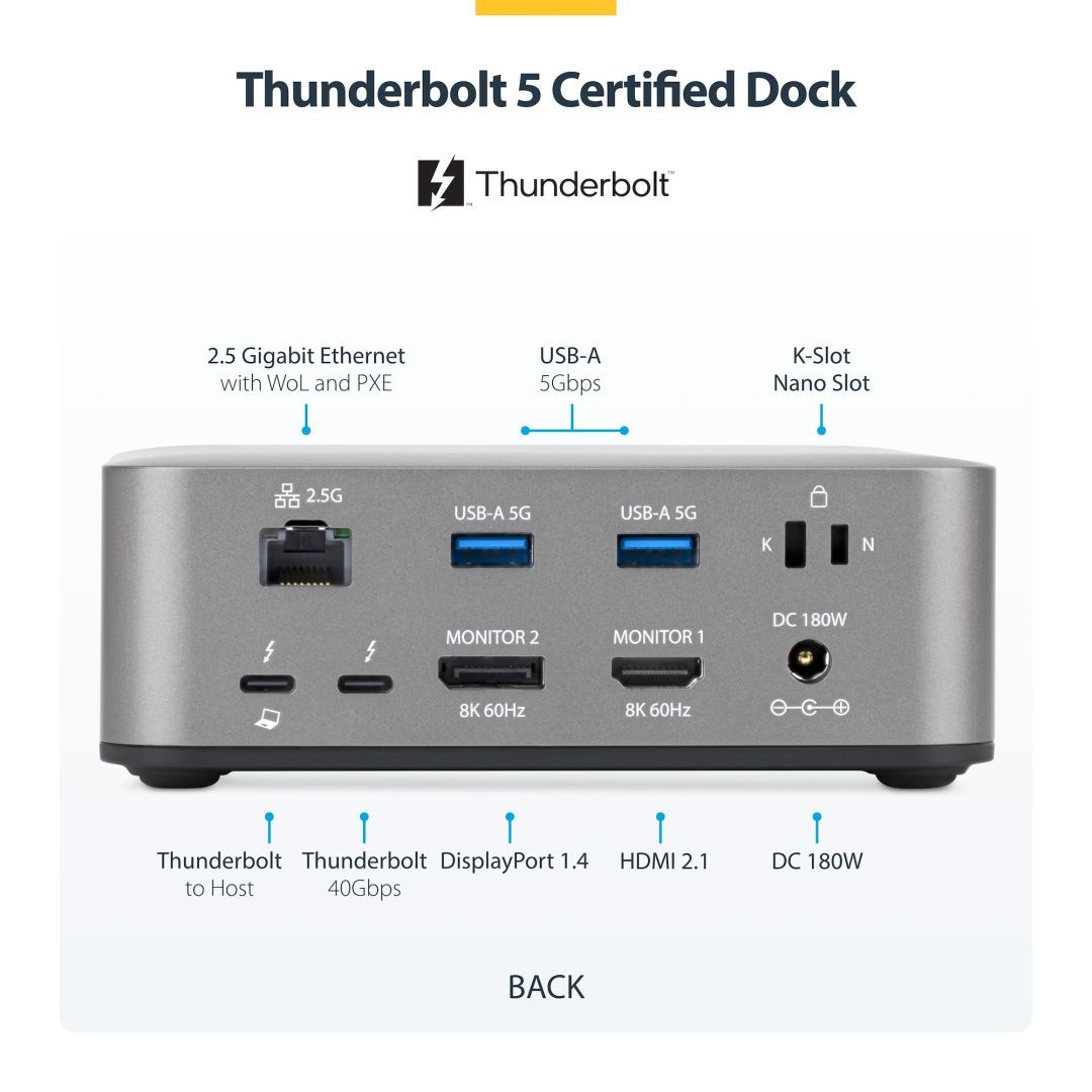 Startech Thunderbolt 5 Universal Docking Station Space Gray Startech Thunderbolt 5 Universal Docking Station Space Gray