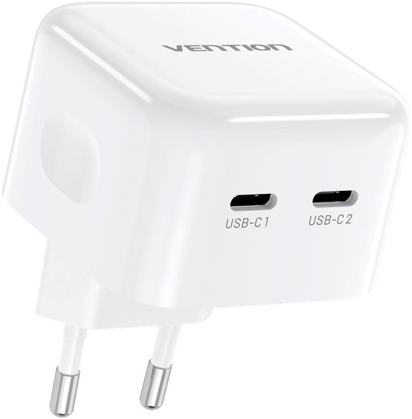 Vention 2-Port USB-C Charger White