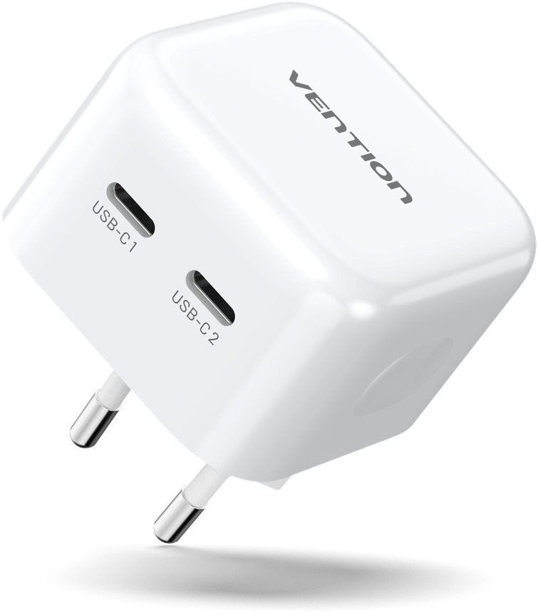 Vention 2-Port USB-C Charger White