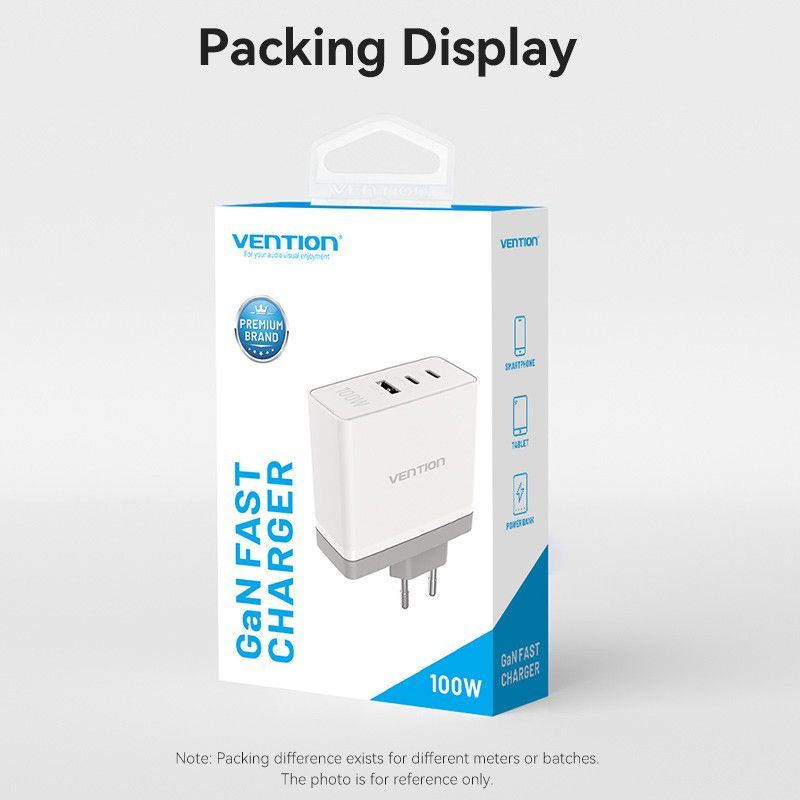 Vention 3-Port USB-C Charger White