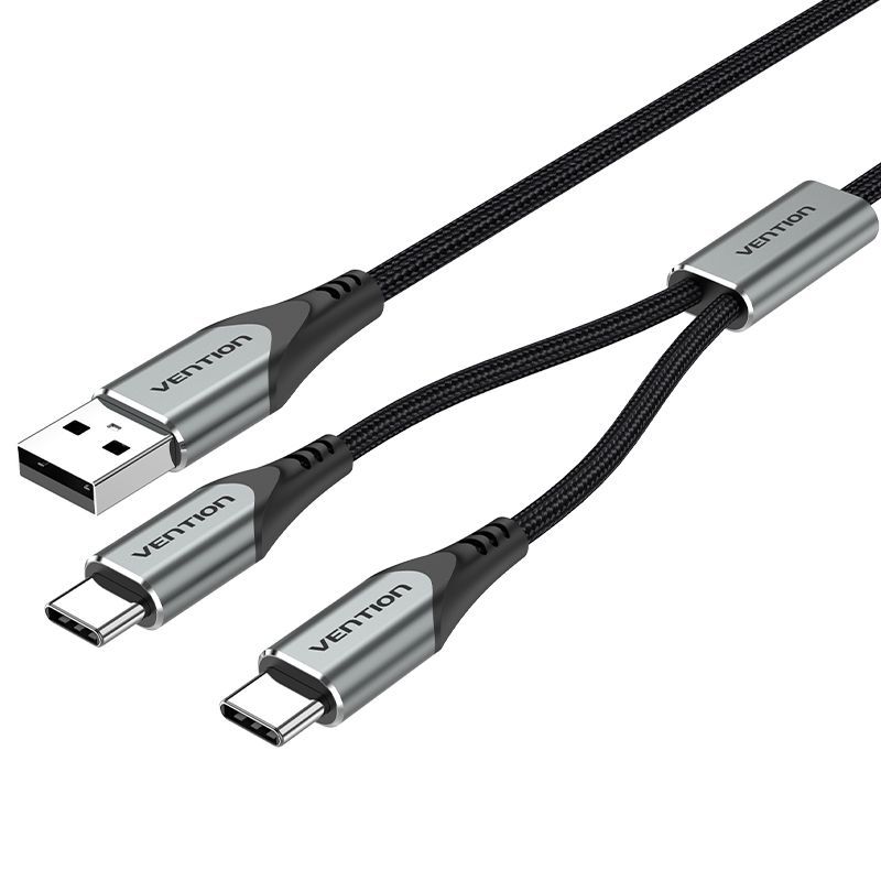 Vention USB 2.0 A to 2xUSB-C Cable 0,5m Silver/Black