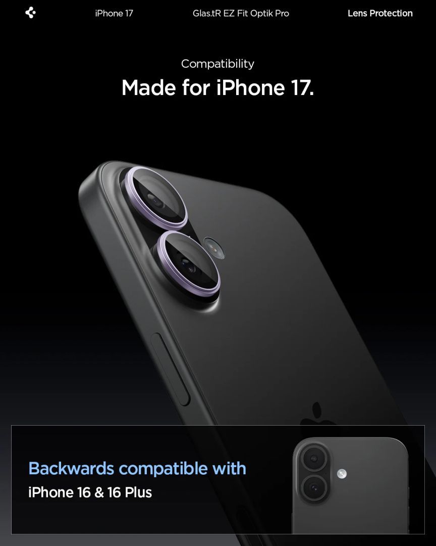 Spigen Glass tR EZ Fit Optik Pro for iPhone 17 2Pack Purple