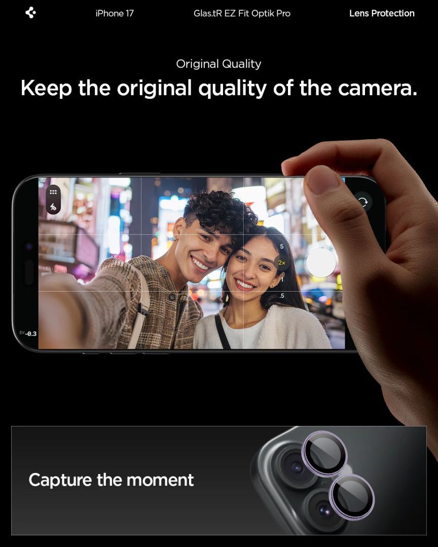 Spigen Glass tR EZ Fit Optik Pro for iPhone 17 2Pack Purple