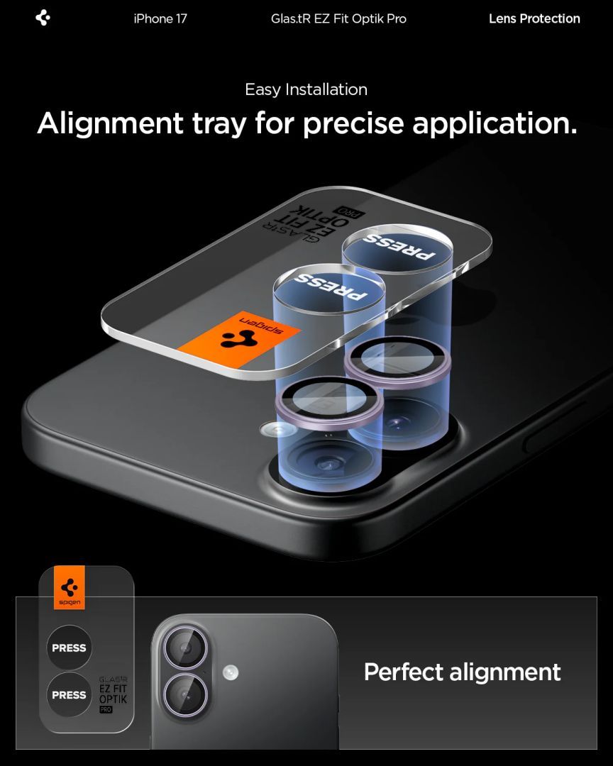 Spigen Glass tR EZ Fit Optik Pro for iPhone 17 2Pack Purple