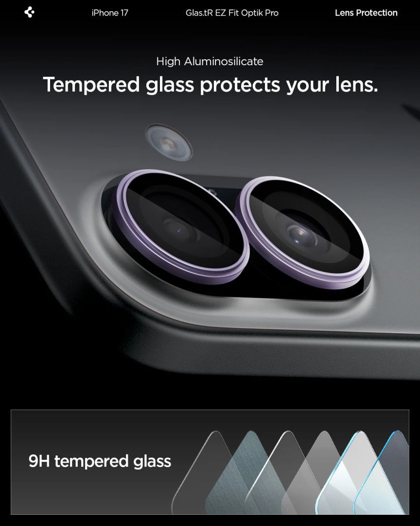 Spigen Glass tR EZ Fit Optik Pro for iPhone 17 2Pack Purple