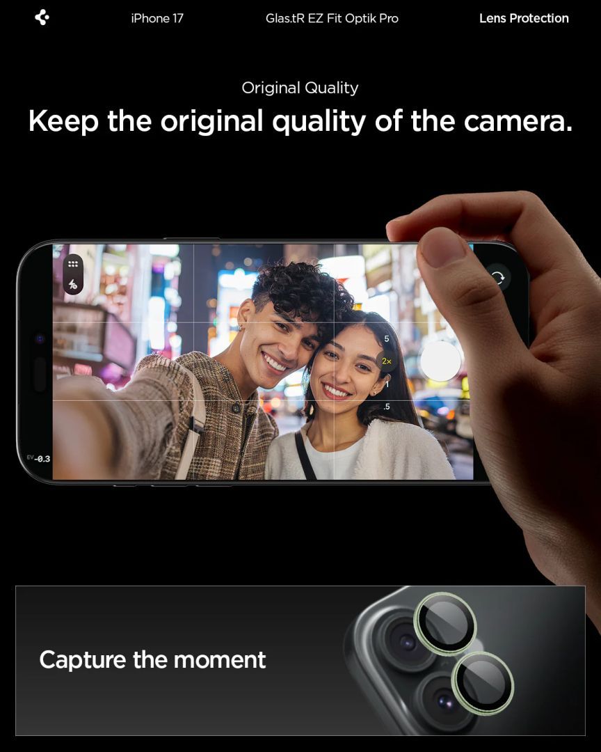 Spigen Glass tR EZ Fit Optik Pro for iPhone 17 2Pack Green Spigen Glass tR EZ Fit Optik Pro for iPhone 17 2Pack Green