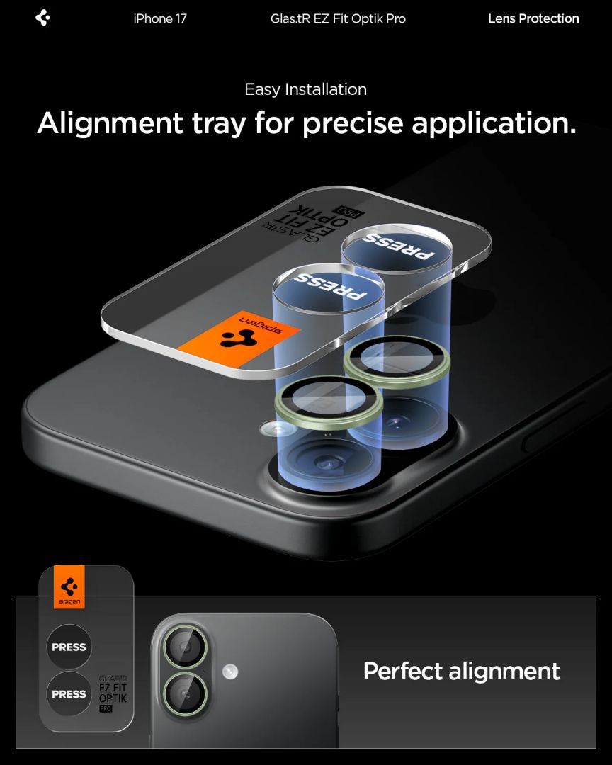 Spigen Glass tR EZ Fit Optik Pro for iPhone 17 2Pack Green Spigen Glass tR EZ Fit Optik Pro for iPhone 17 2Pack Green