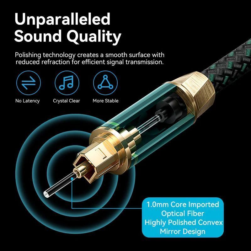 Vention Toslink optical audio cable braided 3m Green Copper