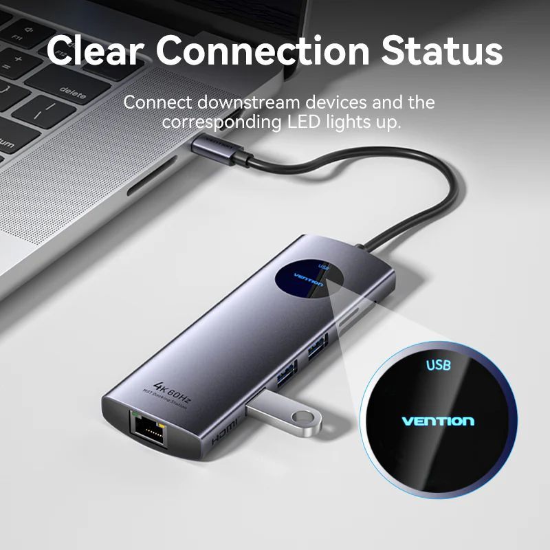 Vention 9-in-1 USB-C MST Docking Station Grey