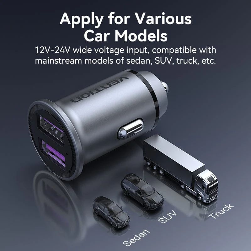 Vention FFEH0 30W Car Charger Grey