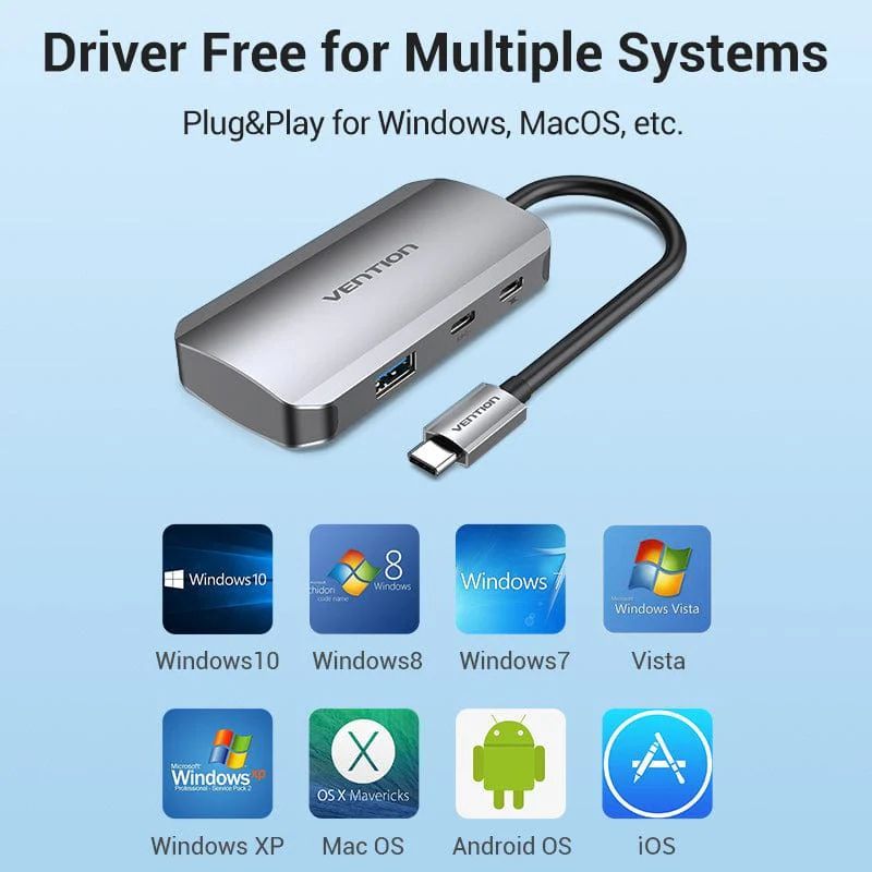 Vention 5-portos USB3.1 HUB Gray