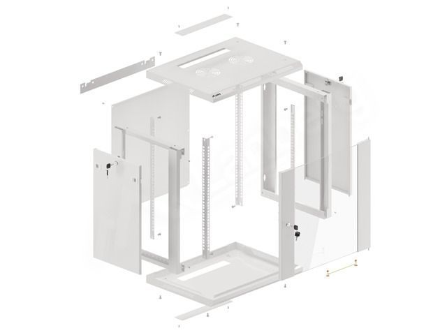 Lanberg 19" 12U Falra szerelhető Rackszekrény Grey Lanberg 19" 12U Falra szerelhető Rackszekrény Grey