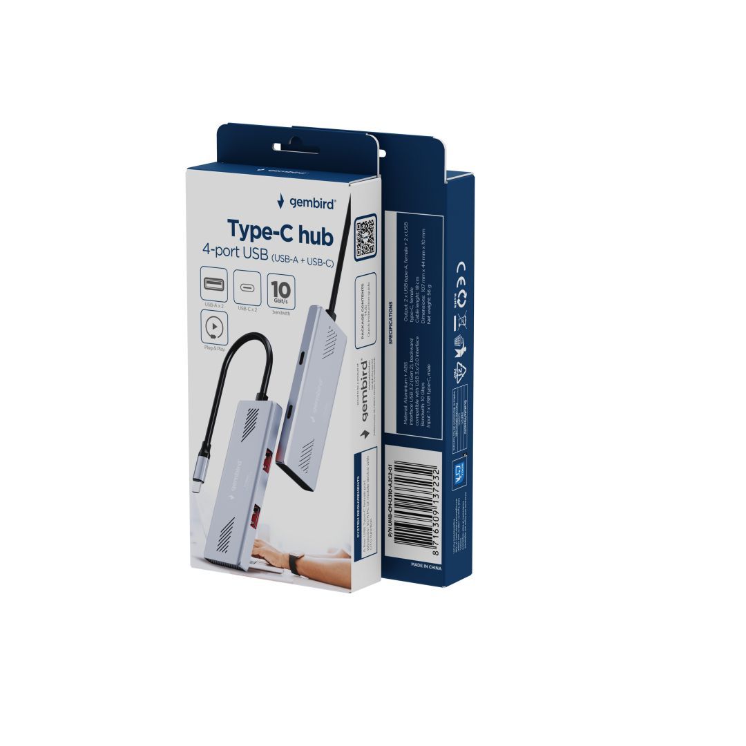 Gembird 4-portos USB3.2 HUB Silver Gembird 4-portos USB3.2 HUB Silver