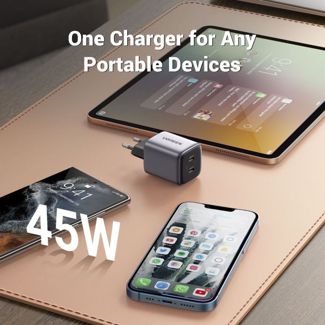 UGREEN Nexode 45W Dual USB-C PD Charger (25W+20W) Grey UGREEN Nexode 45W Dual USB-C PD Charger (25W+20W) Grey