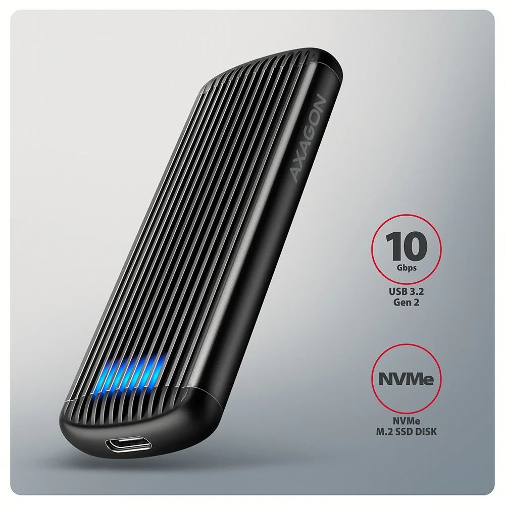 AXAGON EEM2-SC USB-C 10Gbps M.2 NVMe SSD RIBBED Box