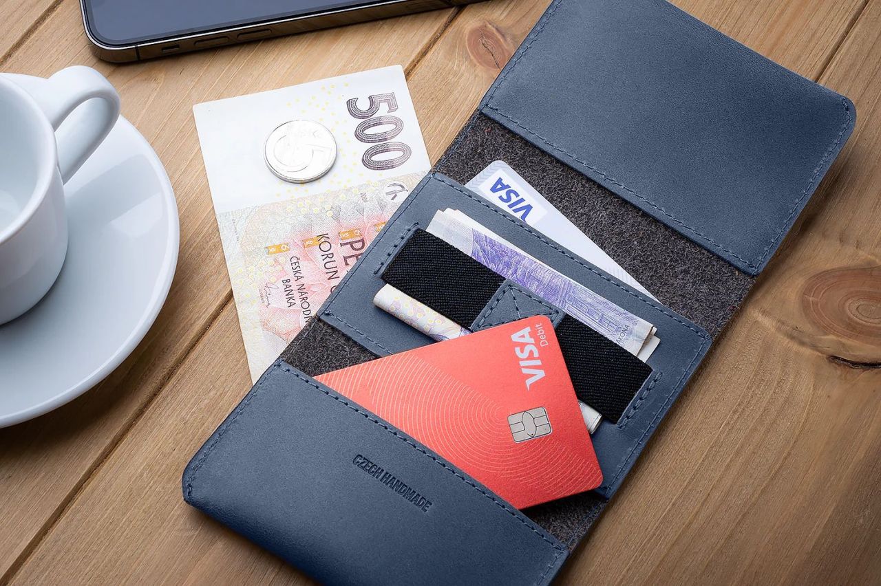 FIXED Bőr pénztárca valódi marhabőrből, kék