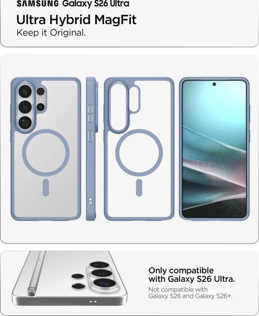 Spigen Ultra Hybrid MagSafe case for Samsung Galaxy S26 Ultra Light Blue