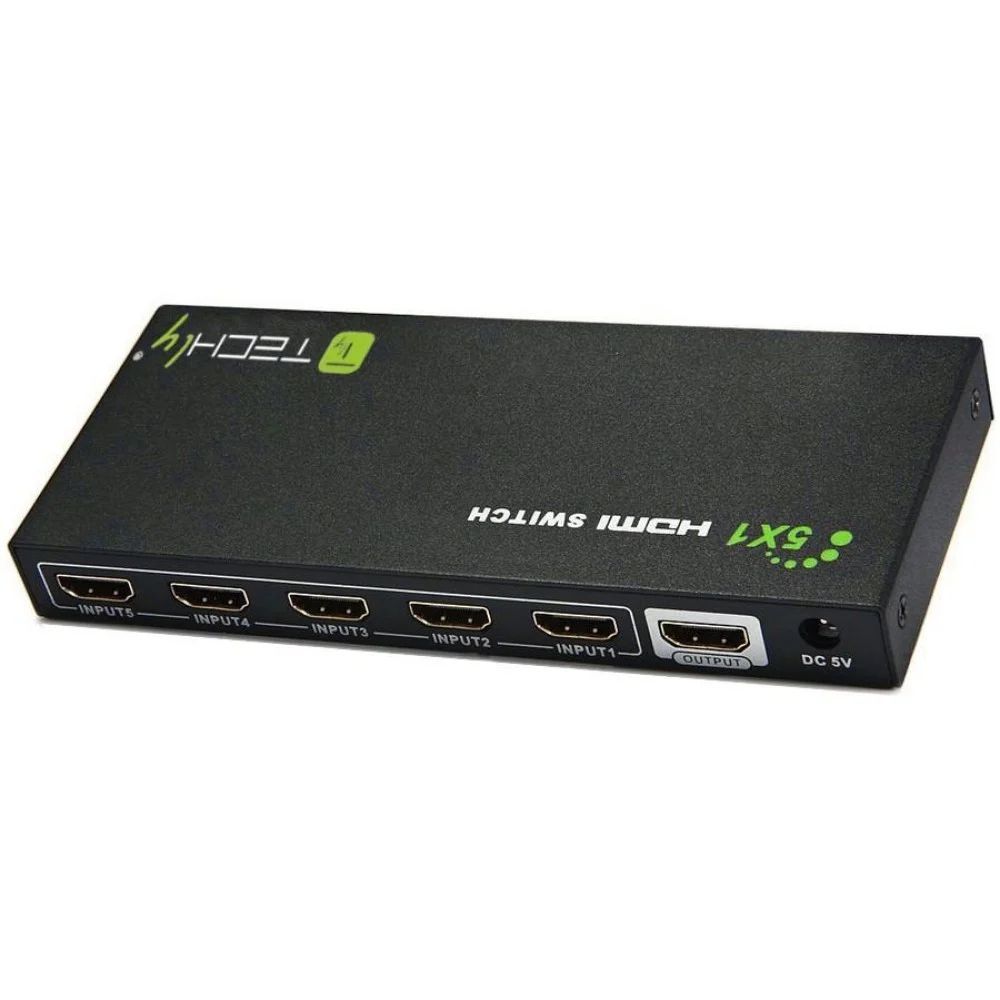 TECHLY 5 IN 1 OUT HDMI Switch with Remote Control