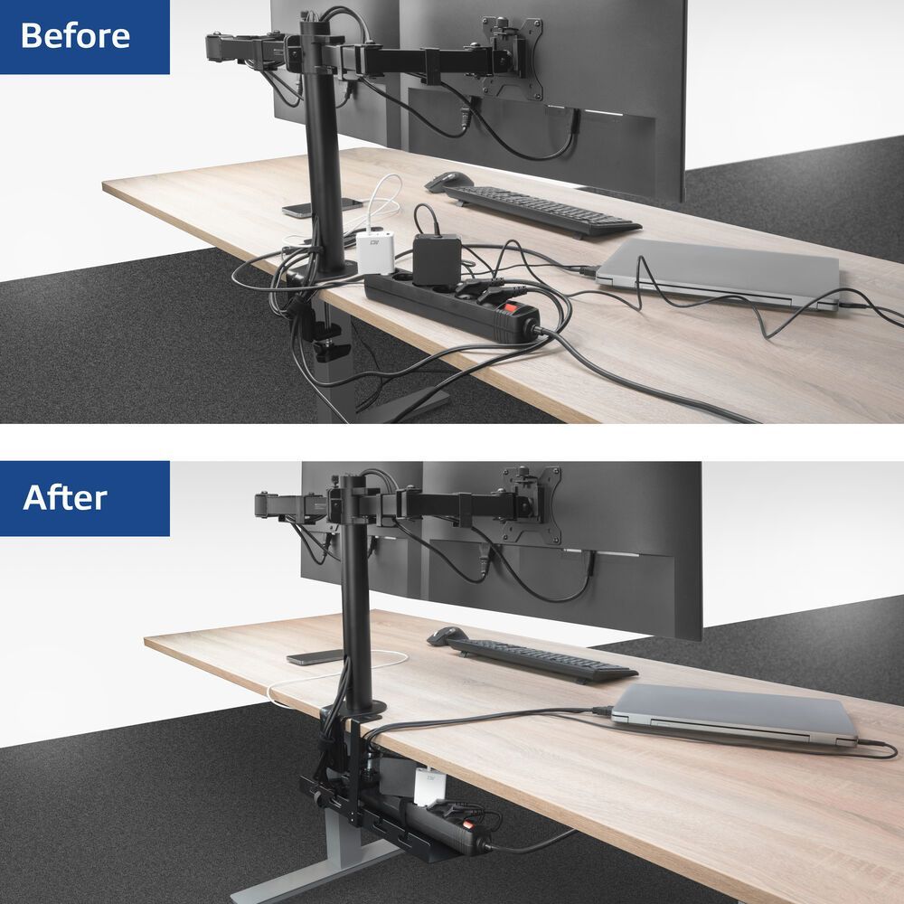 ACT Under-desk cable management tray with clamp mount 40cm Black ACT Under-desk cable management tray with clamp mount 40cm Black