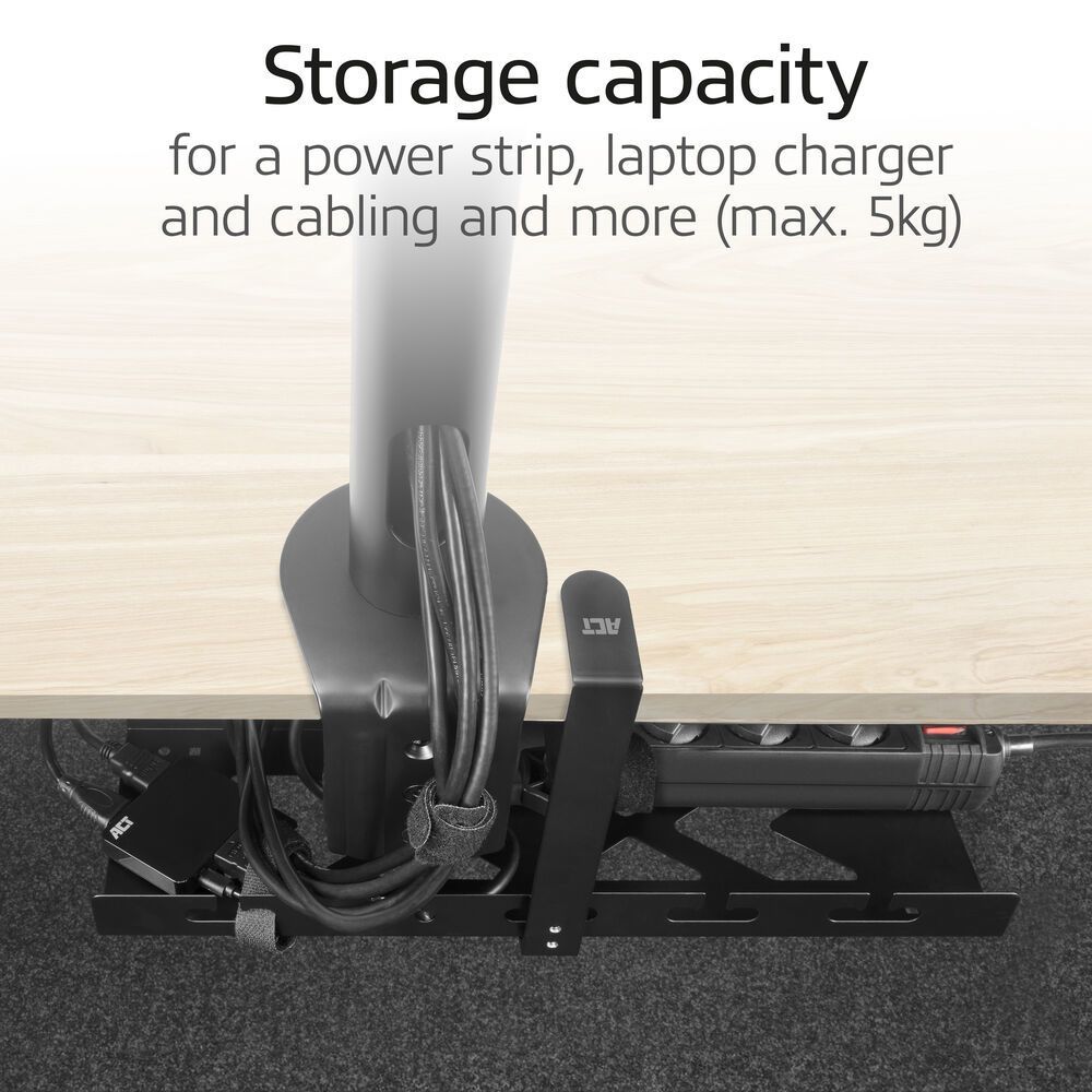 ACT Under-desk cable management tray with clamp mount 40cm Black ACT Under-desk cable management tray with clamp mount 40cm Black