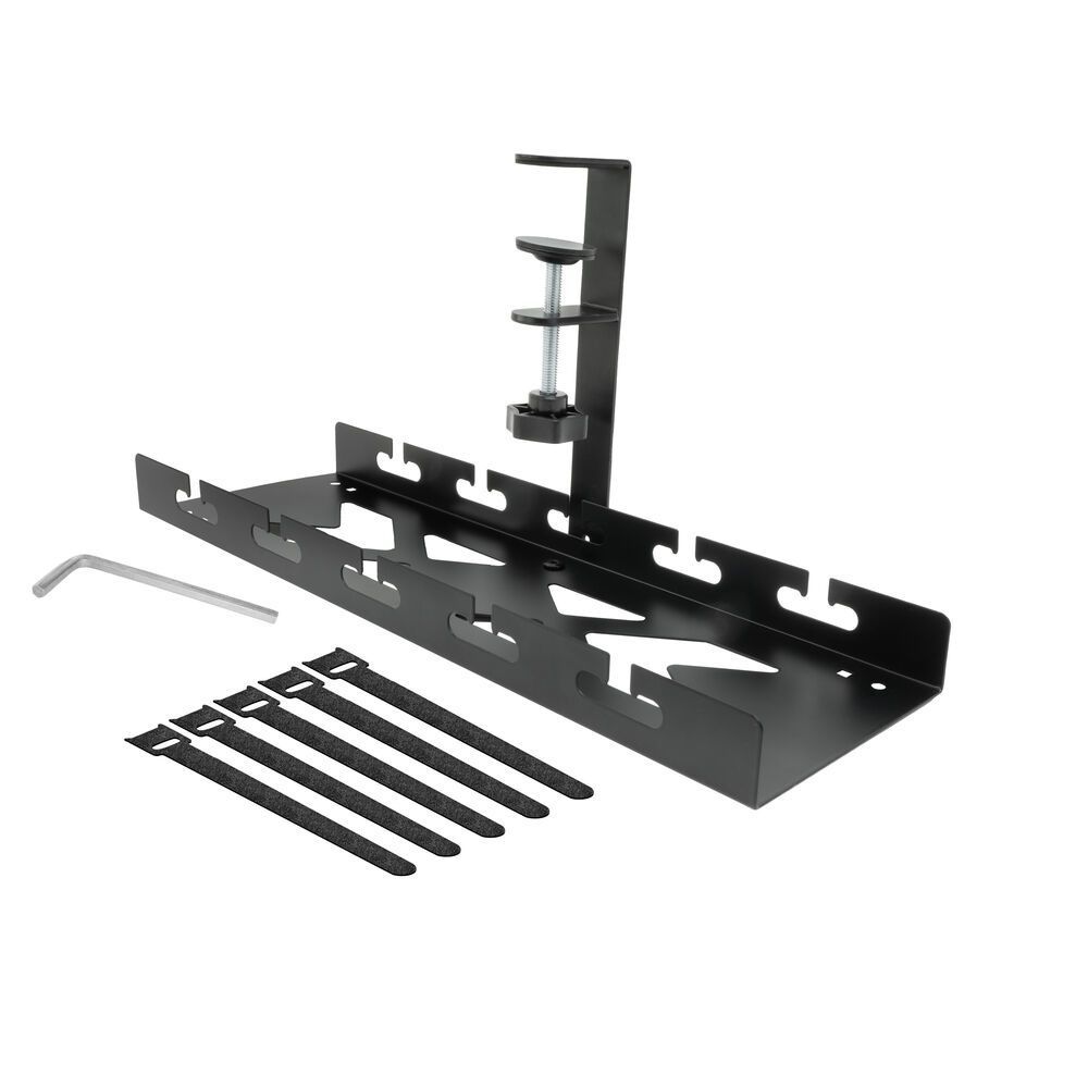 ACT Under-desk cable management tray with clamp mount 40cm Black ACT Under-desk cable management tray with clamp mount 40cm Black