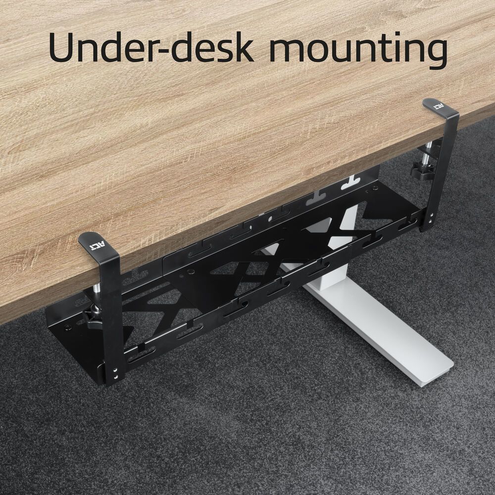ACT Under-desk extendable cable management tray with clamp mount 43 - 72cm Black ACT Under-desk extendable cable management tray with clamp mount 43 - 72cm Black