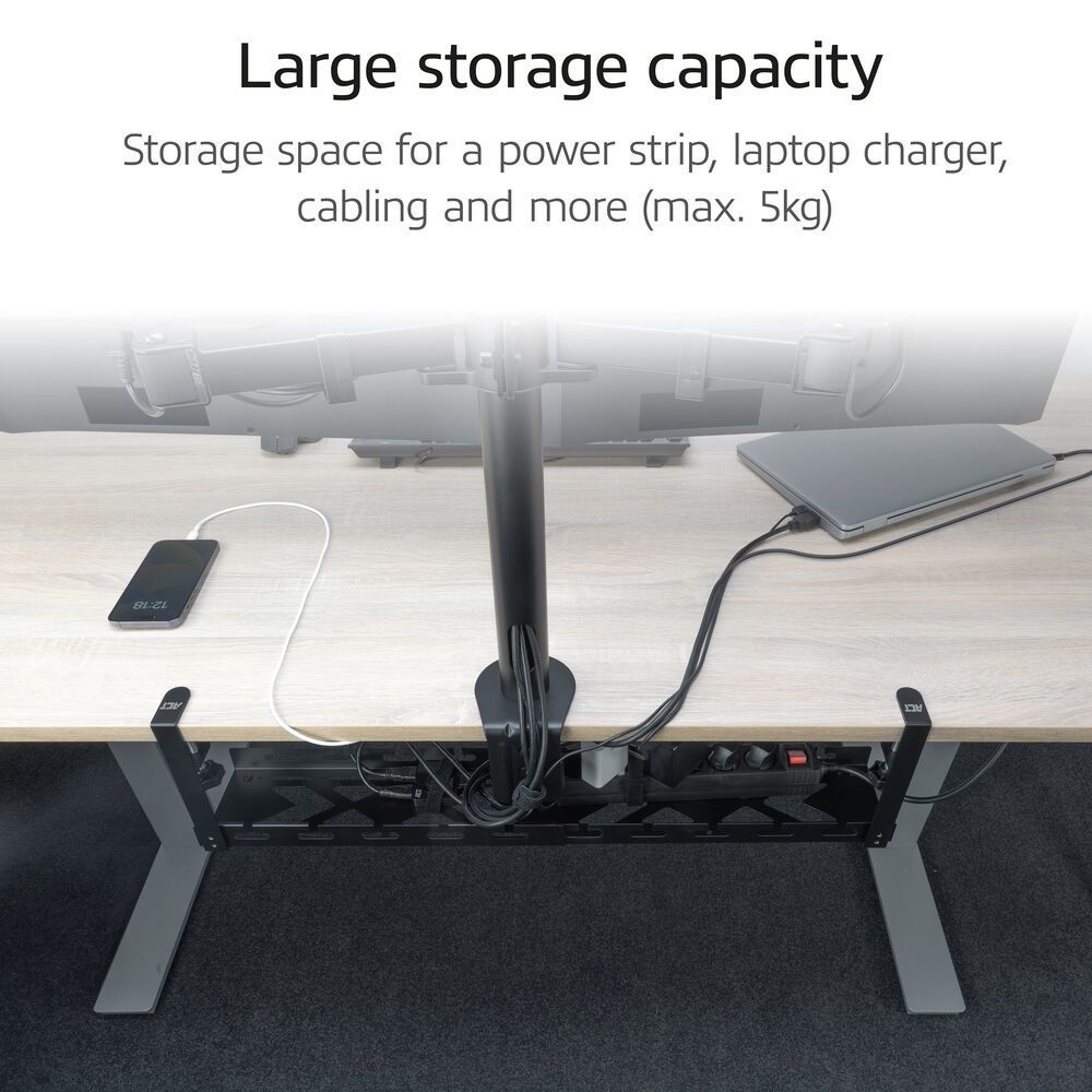 ACT Under-desk extendable cable management tray with clamp mount 43 - 72cm Black ACT Under-desk extendable cable management tray with clamp mount 43 - 72cm Black