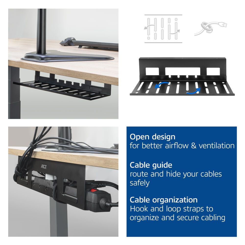 ACT Under-desk cable management tray 40cm Black ACT Under-desk cable management tray 40cm Black