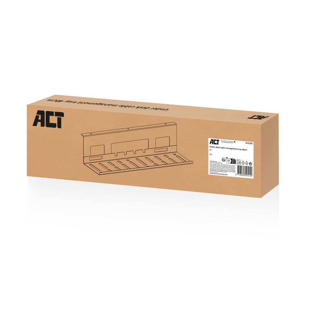 ACT Under-desk cable management tray 40cm Black ACT Under-desk cable management tray 40cm Black