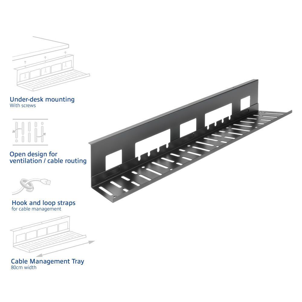 ACT Under desk cable management tray 80cm Black
