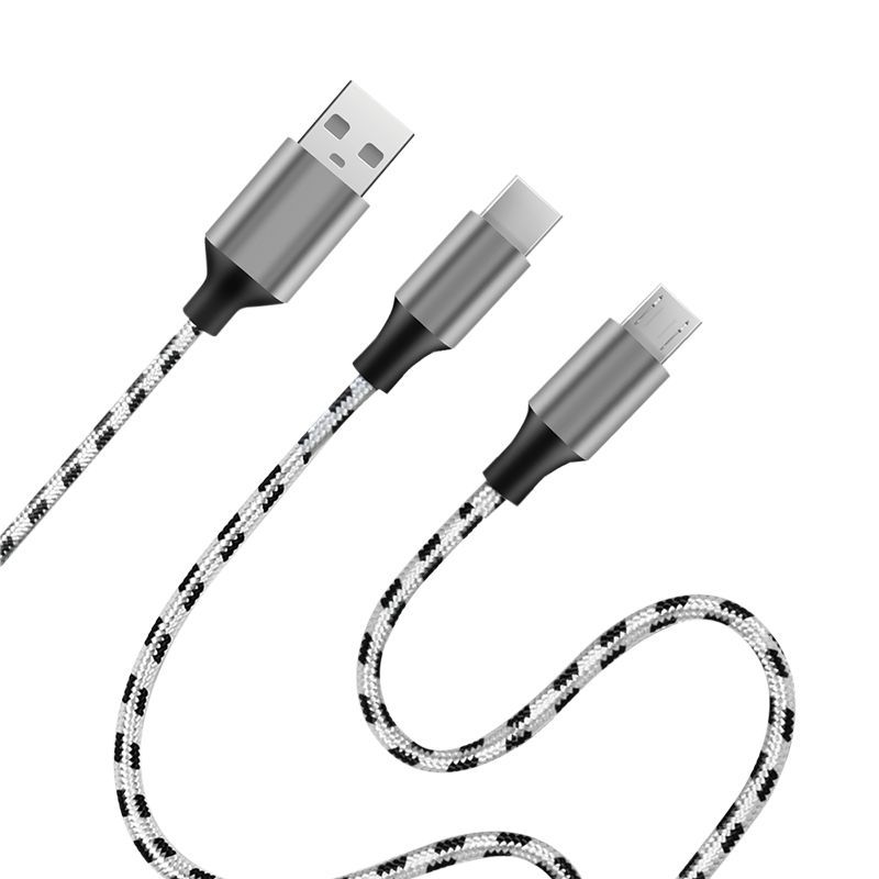 Logilink USB 2.0 USB-A/M to Micro-USB + USB-C cable 1,2m White/Black
