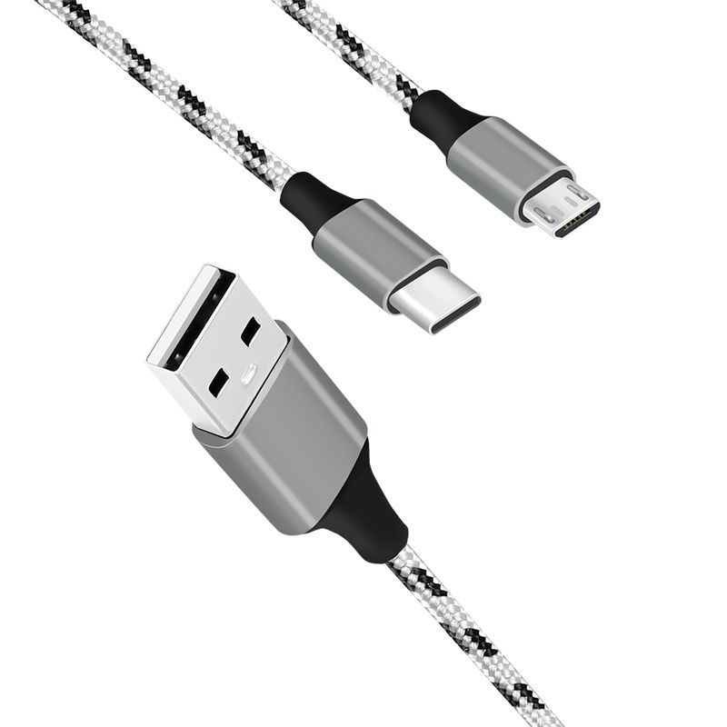Logilink USB 2.0 USB-A/M to Micro-USB + USB-C cable 1,2m White/Black