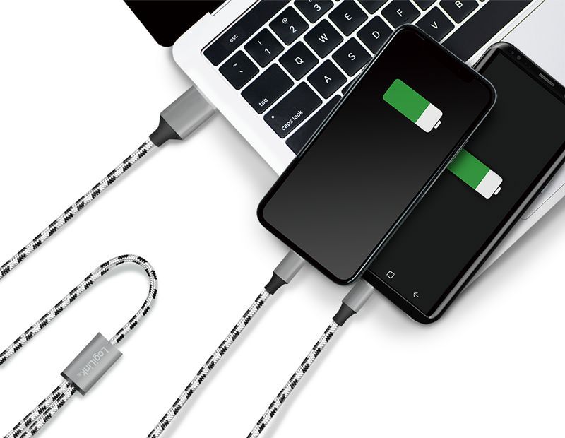 Logilink USB 2.0 USB-A/M to Micro-USB + USB-C cable 1,2m White/Black