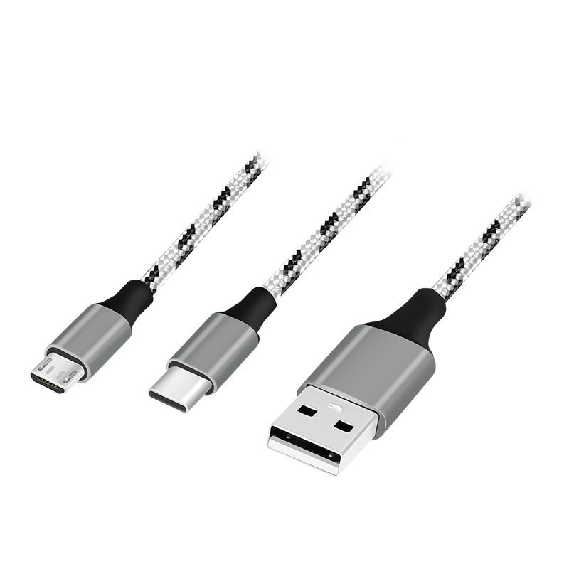 Logilink USB 2.0 USB-A/M to Micro-USB + USB-C cable 1,2m White/Black